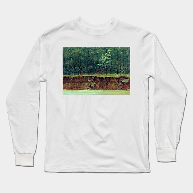 Indians on the Lower Mississippi 1860s George Catlin Long Sleeve T-Shirt by rocketshipretro